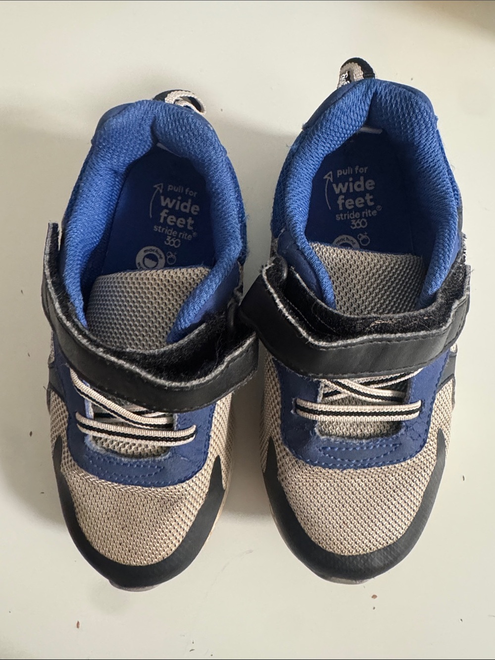 Stride Rite Blue and Gray Kids' Wide-Fit Hook-and-Loop Sneakers